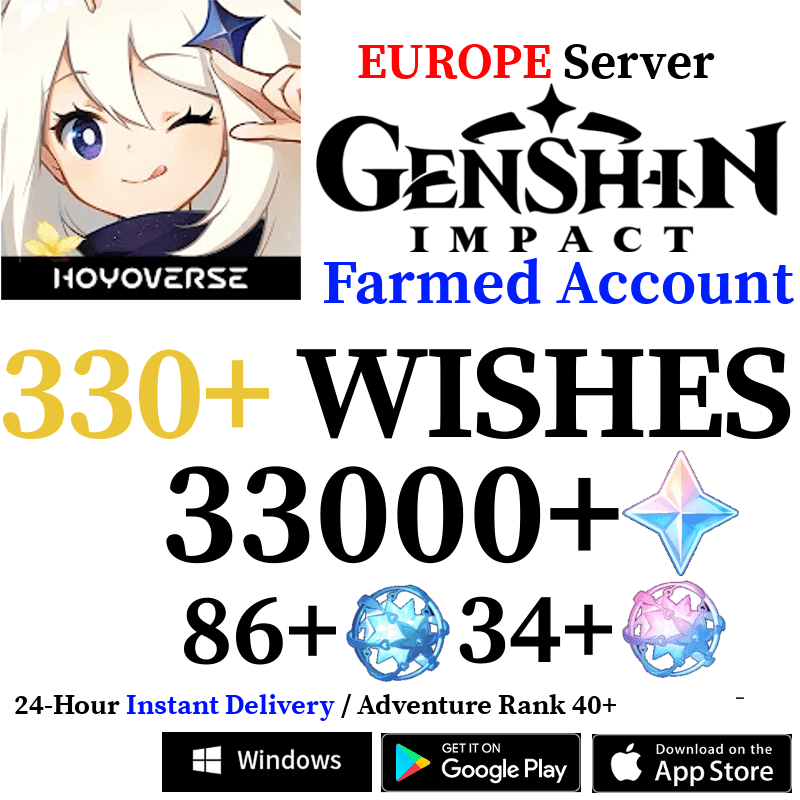 [EUROPE] [INSTANT] 33000+ Primogems Fates Genshin Impact Reroll Account - Skye1204 Gaming Shop
