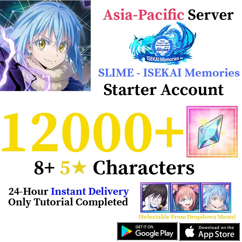 [GLOBAL - Asia] [INSTANT] 12000+ Crystals SLIME - ISEKAI Memories Starter Reroll Account - Skye1204 Gaming Shop