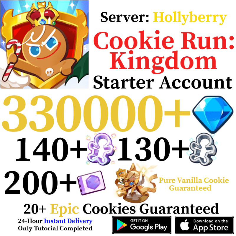[GLOBAL/Hollyberry] 330,000+ Gems + Pure Vanilla Cookie | Cookie Run: Kingdom Starter Reroll Account - Skye1204 Gaming Shop