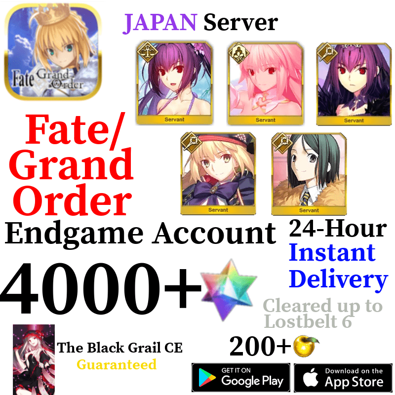 [JP] [INSTANT] Castoria + Vitch + Skadi Ruler + Skadi + 4000+ SQ Fate Grand Order FGO Quartz Account - Skye1204 Gaming Shop