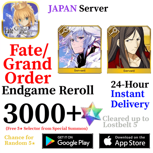 [JP] [INSTANT] Merlin + Waver + 3000+ SQ Fate Grand Order FGO Quartz Reroll - Skye1204 Gaming Shop