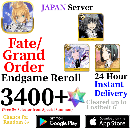 [JP] [INSTANT] Merlin/Oberon/Waver 3300+ SQ Fate Grand Order FGO Reroll - Skye1204 Gaming Shop